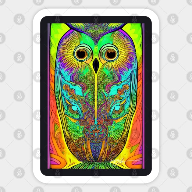 Psychedelic Owl Acid Vibes 7 Sticker by Benito Del Ray
